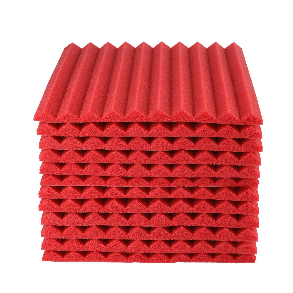 12PCS 9.8x9.8x0.98inch Soundproof Foam Studio Foams Acoustic Wall Panel Sound Insulation Foam Studio Wall Tiles Red
