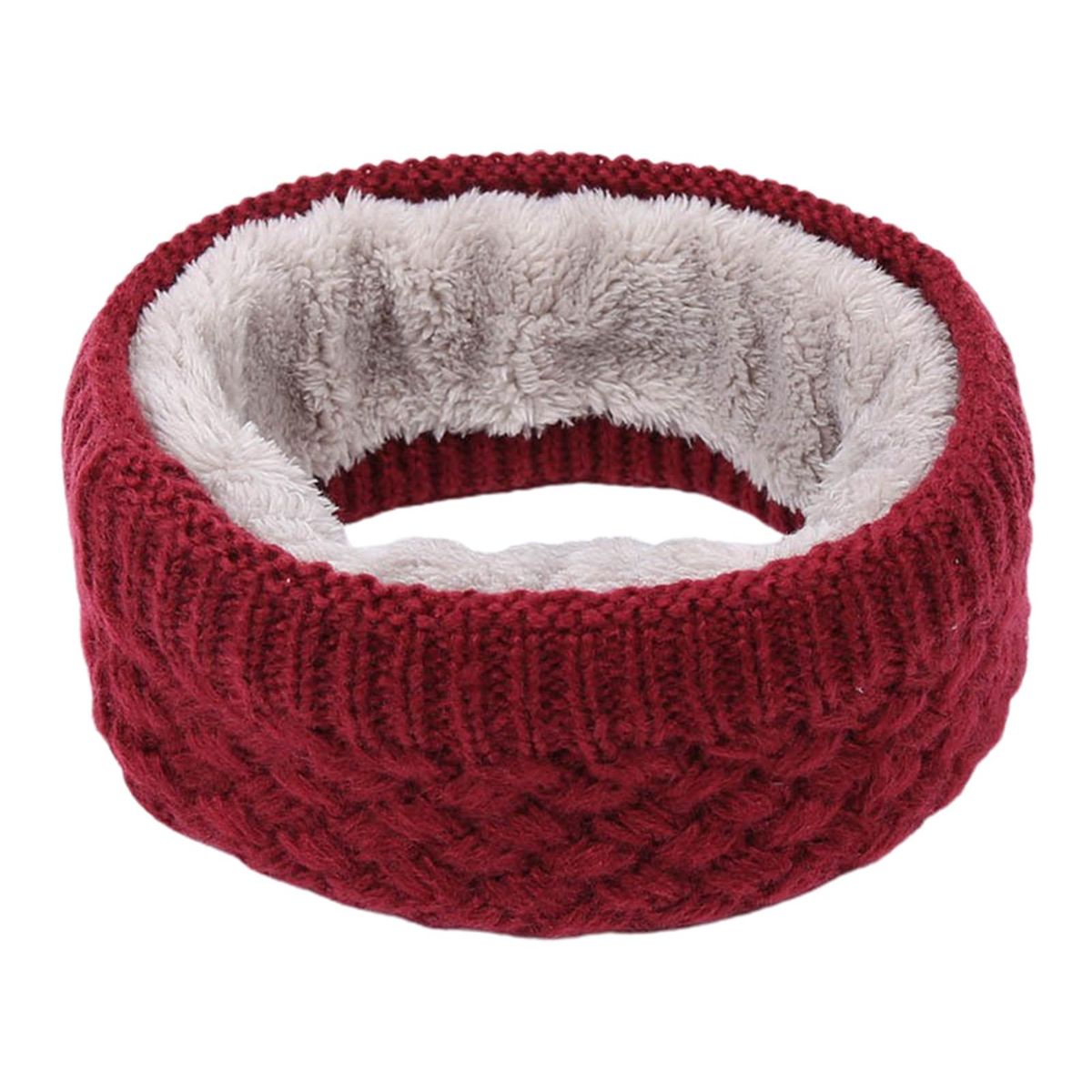 Couple Neck Scarf Thicken Unisex Fleece Elastic-Wine Red