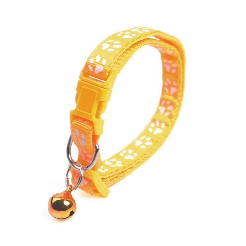 1PC Pet Collar Color Cute Bell Collar Adjustable Buckle Yellow