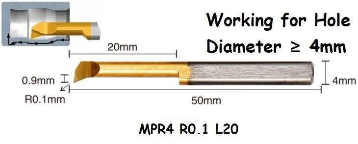 MPR4 R0.1 L20 Lathe Turning Tool Tiny Boring Bar