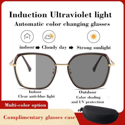 Anti-blue Color Glasses Stainless Steel Frame Anti-UV Sunglasses-Red