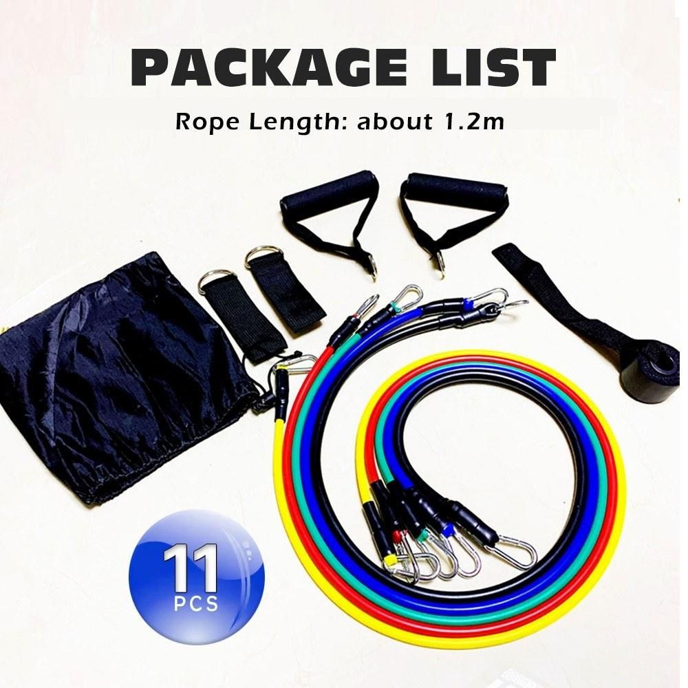 11pcs/Set Pull Rope Fitness Exercises Resistance Bands TPE Tubes Pedal Isolation Belt Set Tension Band Muscle Training for Home Gym
