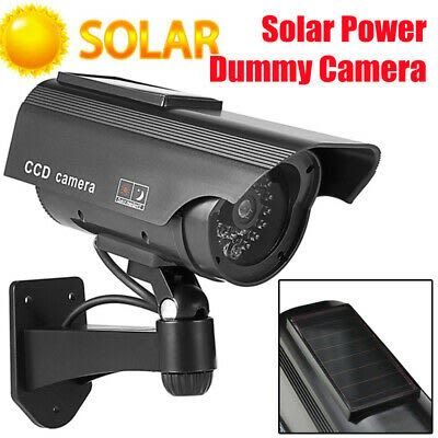 Solar Powered Dummy CCTV Camera With Flashing Led Light - Black