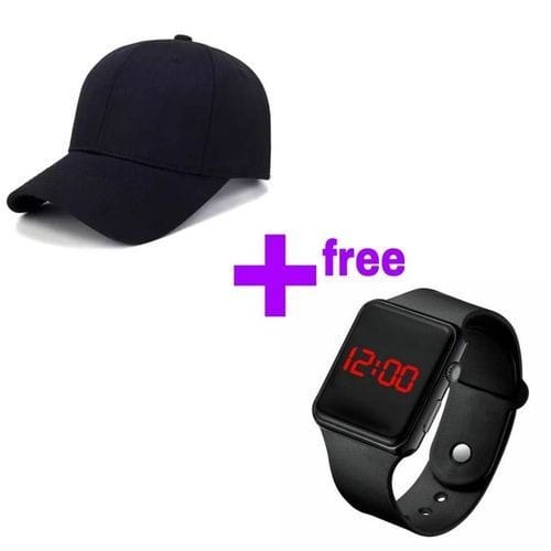 Unisex Plain Face Cap + Free Led Watch