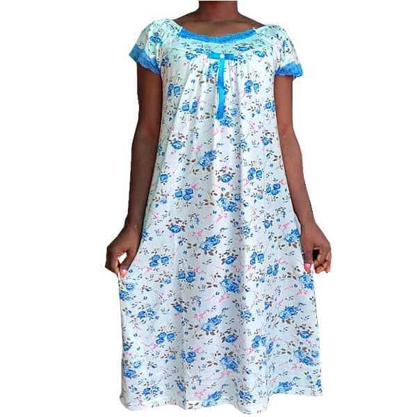 Ladies Midi Night Gown -Blue And Multi