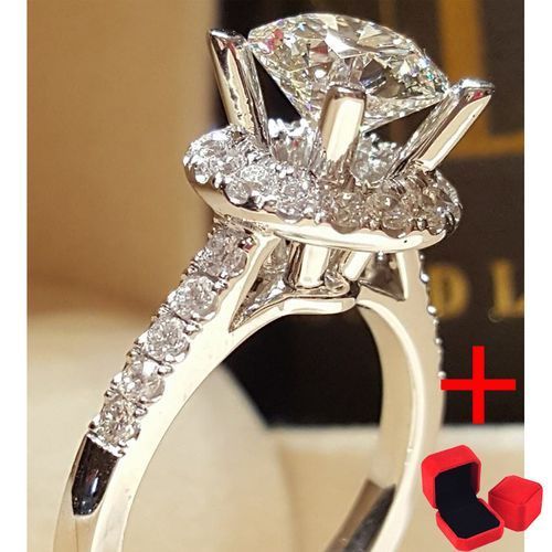 New Ring Engagement Ring + Ring Box Silver