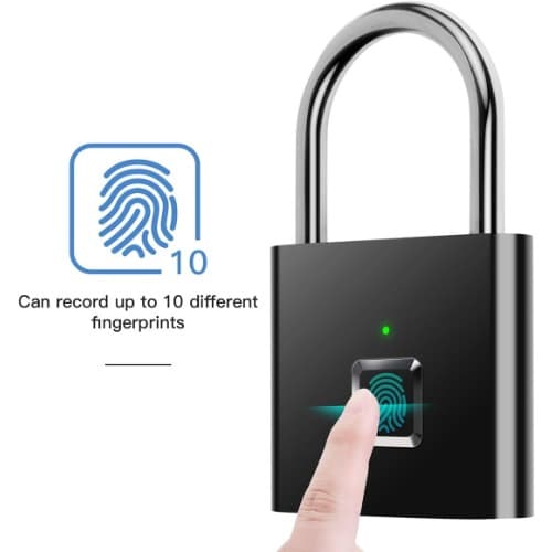 Fingerprint Smart Padlock - Black - 74mm X 46mm