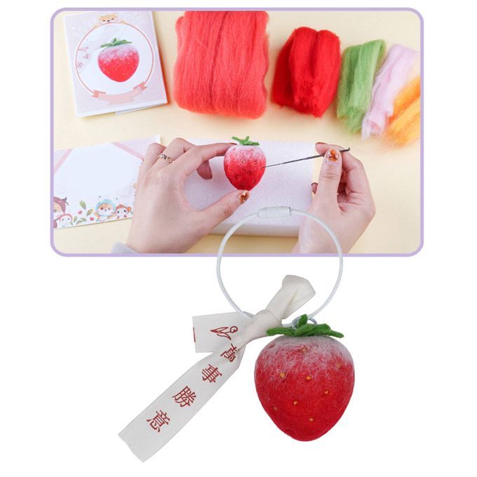 DIY Wool Felting Wool Felt Craft Starter Kit Key Strawberry