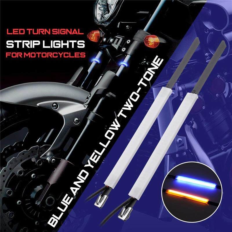Motorcycle LED Turn Signal Strip Lights Kit Super Bright Front Rear Turning Blue+Yellow Blue Yellow