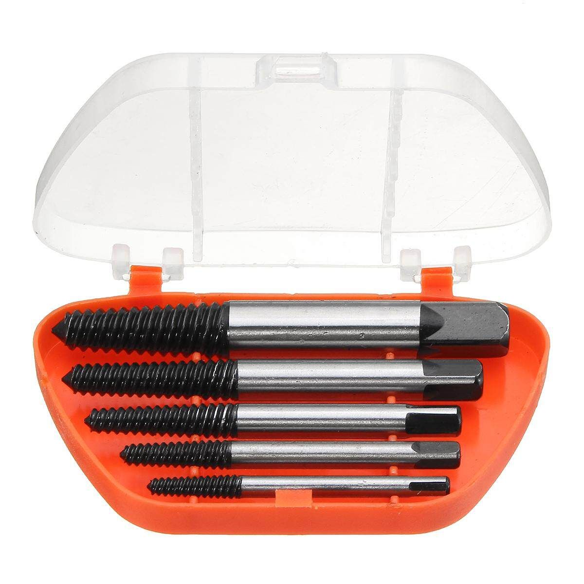 5PCs Screw Extractor Easy Out Drill Bits Guide Broken Damaged Bolt Remover Set Orange