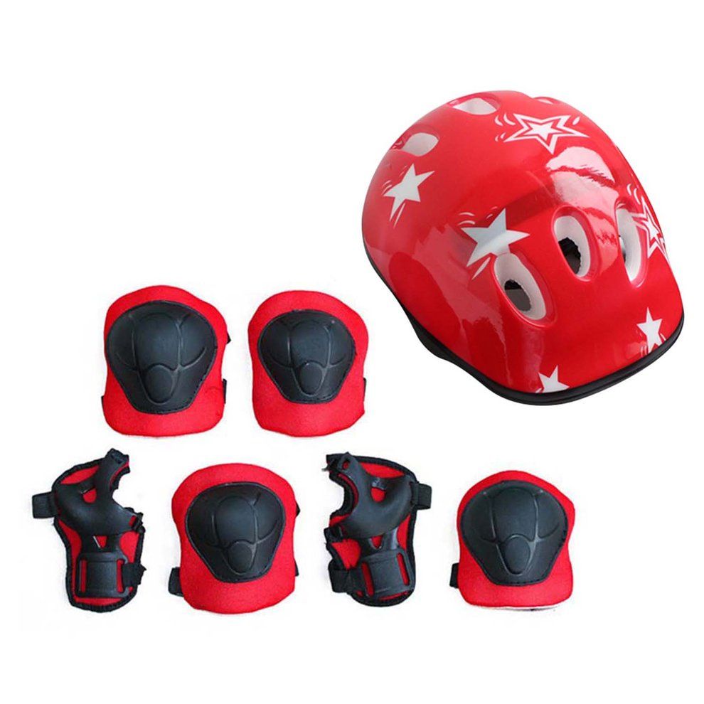 7P S/SET Kids Prote Tive Gear Set S Ooter Skate Roller  Y Ling Knee Elbow Pads-red