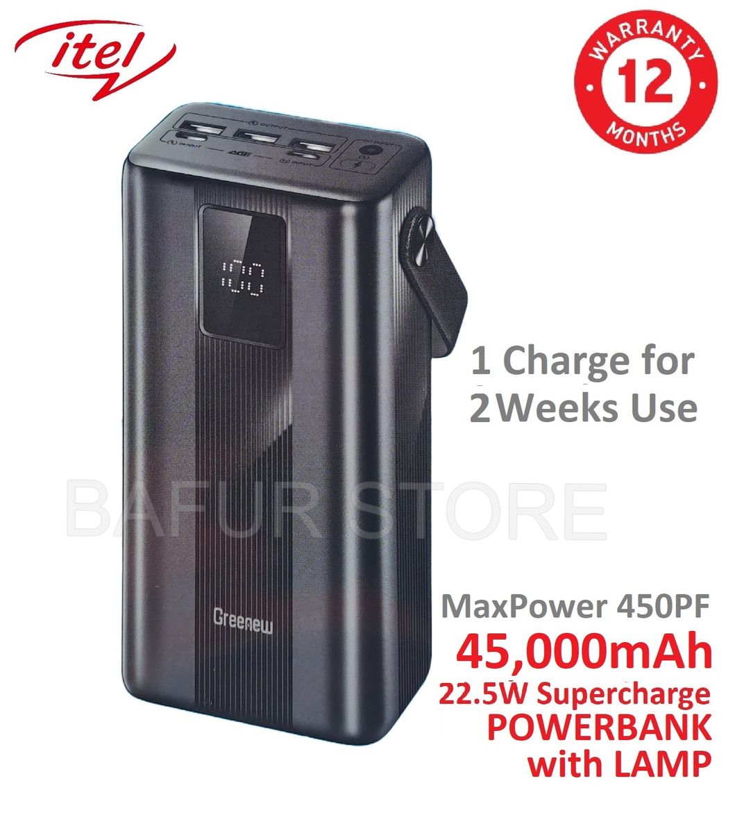 45,000mAh Max Power 450PF 15W Fast Charge Power Bank With Lamp