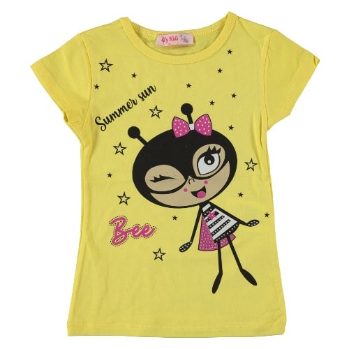 Summer Sun Bee Girls T-shirt - Yellow