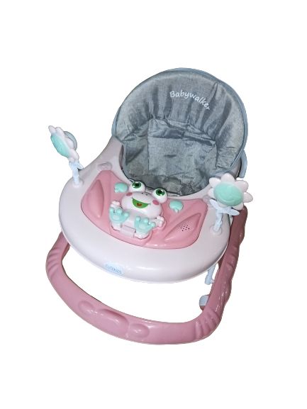 Isic Movable Foldable Baby Walker With Toys Pink