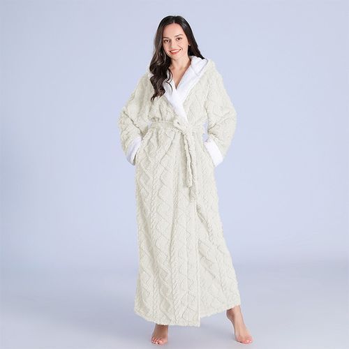 Women's Winter Plush Warm Long Bathrobe Pajamas