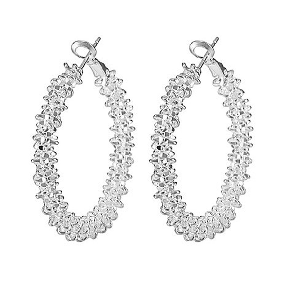 1Pair Hoop Earrings Lightweight Fashion Alloy-Silver