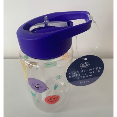 Kids Printed Bottle With Straw 400ml - Smiley