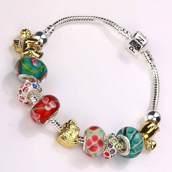Fine Jewelry 925 Silver Women Love/Heart Gift Europea Style Bead Charm Bracelets