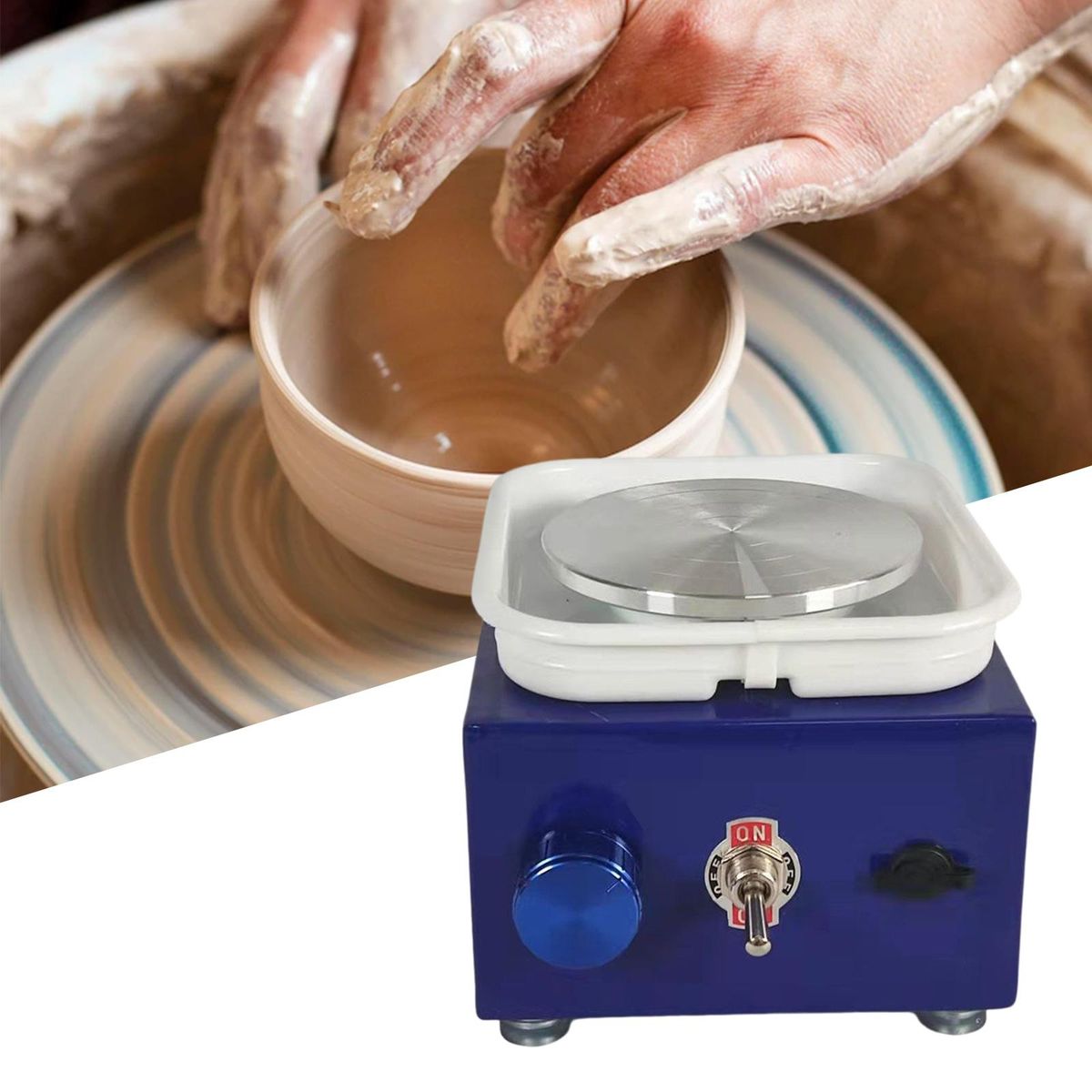 Electric Pottery Wheel Sculpting Turntable Crafts Blue