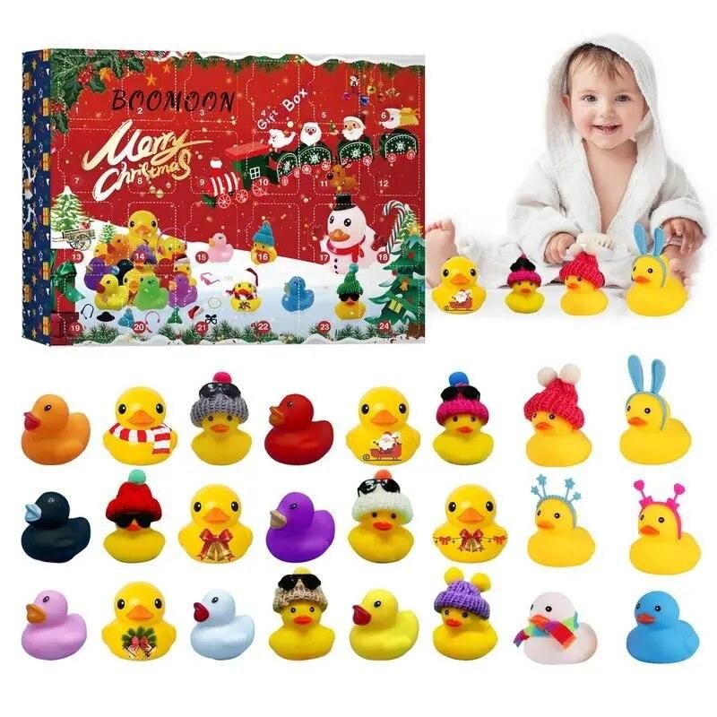 24 Days Christmas Rubber Duck Advent Calendar With 24 Pcs Rubber Ducks Seasonal Decor Toys For Daughters Granddaughters