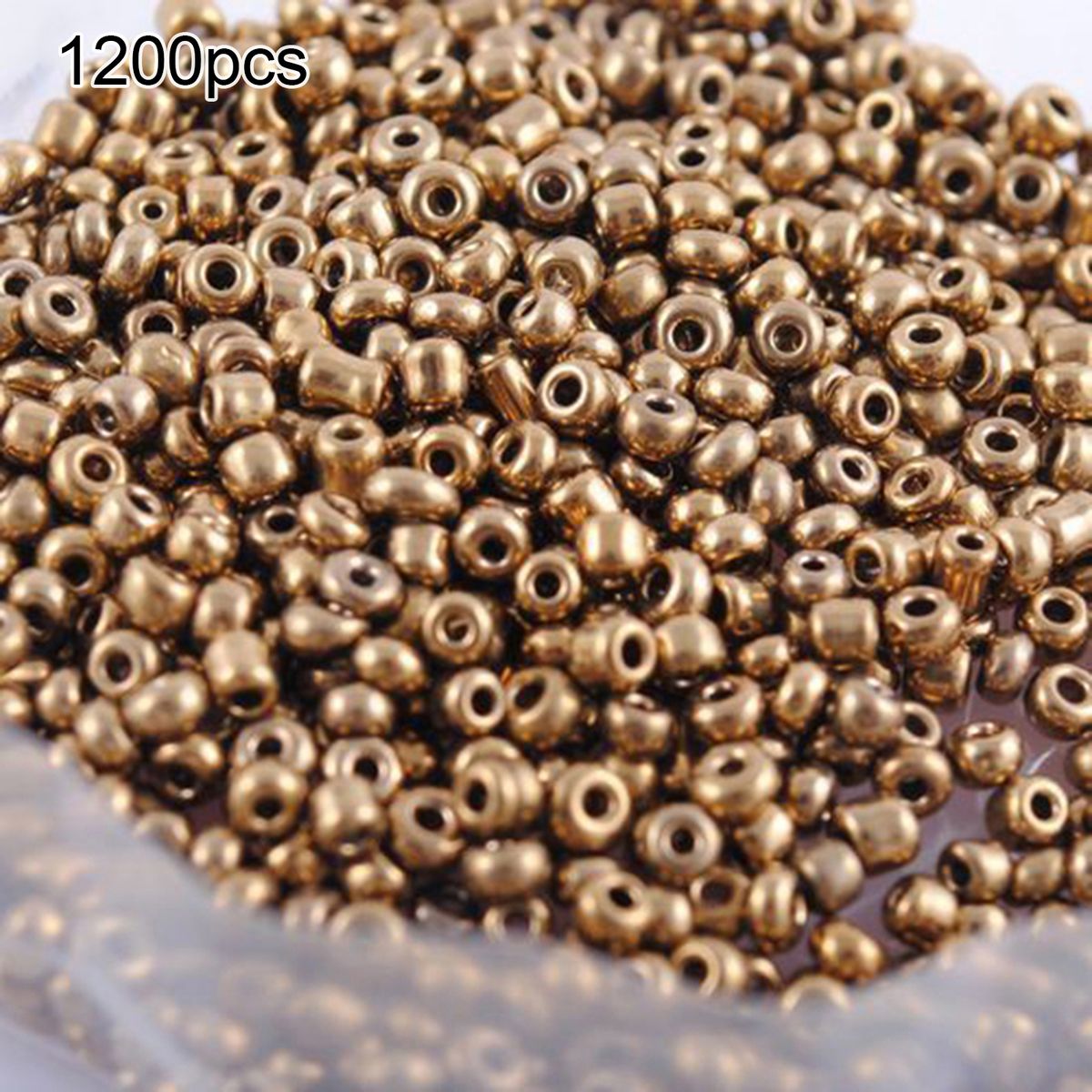 1200 Pcs Loose Beads Round DIY Crafts 2mm Spacer Beads-Gold