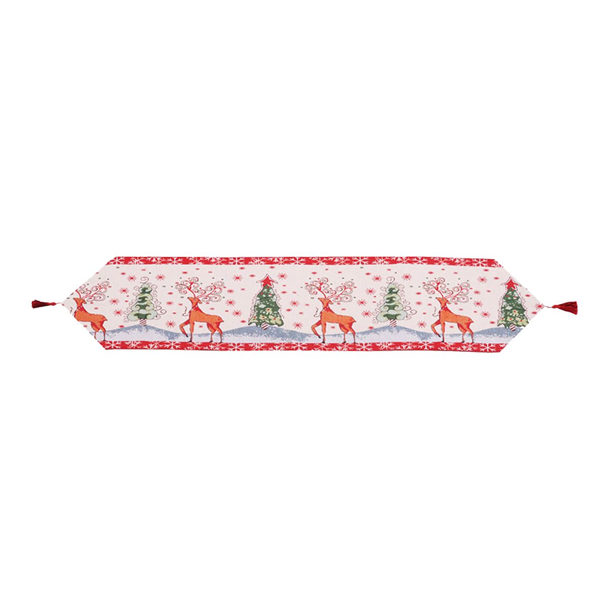 Merry Christmas Table Runner For Parties Elk Pattern Table
