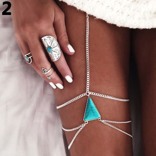 Fashion Thigh Leg Chain Bikini-Silver
