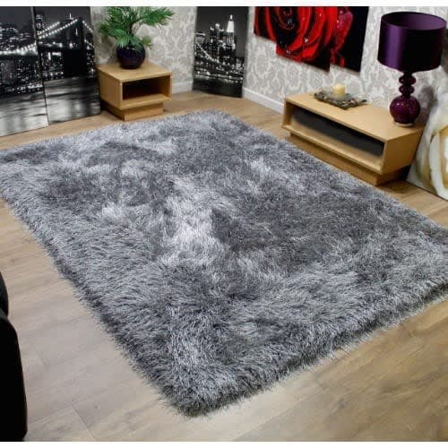 Grey Soft Faux Fur Center Rug - 4ft By 6ft