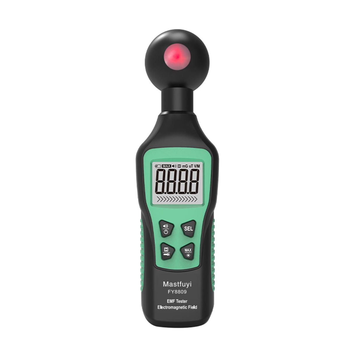 Mastfuyi FY8809 EMF Meter Digital Electromagnetic Field Tester Hand-held Electric Field Radiation Detector with Flashlight Sound-Light Alarm LCD Backlight Display for Office Home EMF Inspections