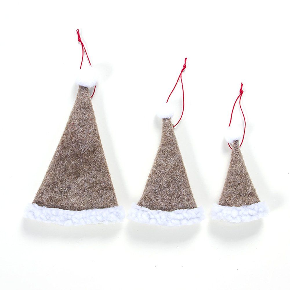 Fabric Felt Wine Bottle Set Xtmas Hat Pendant Christmas Tree Decoration Coffee Color
