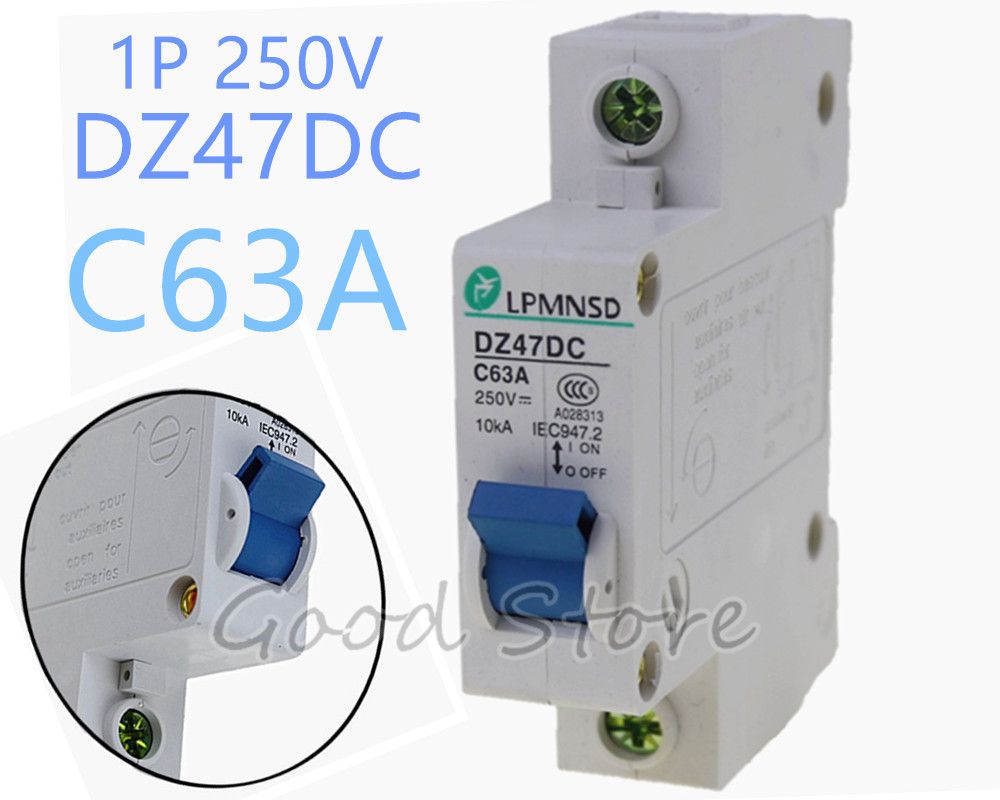 1P 63A 250V DZ47 DC Photovoltaic Solar DC Circuit Breaker