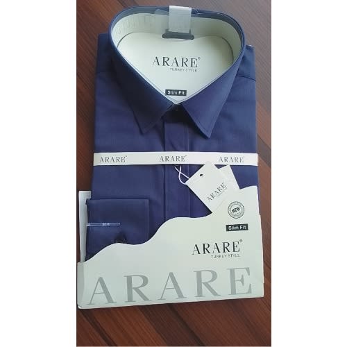 Men's Designer Turkey Slim- Fit Shirt - Navy Blue