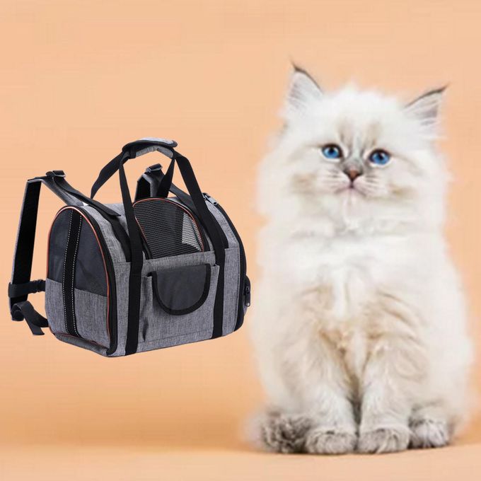 Pet Carrier Bag Portable Folding Cat Soft Sided Package Travel Brown