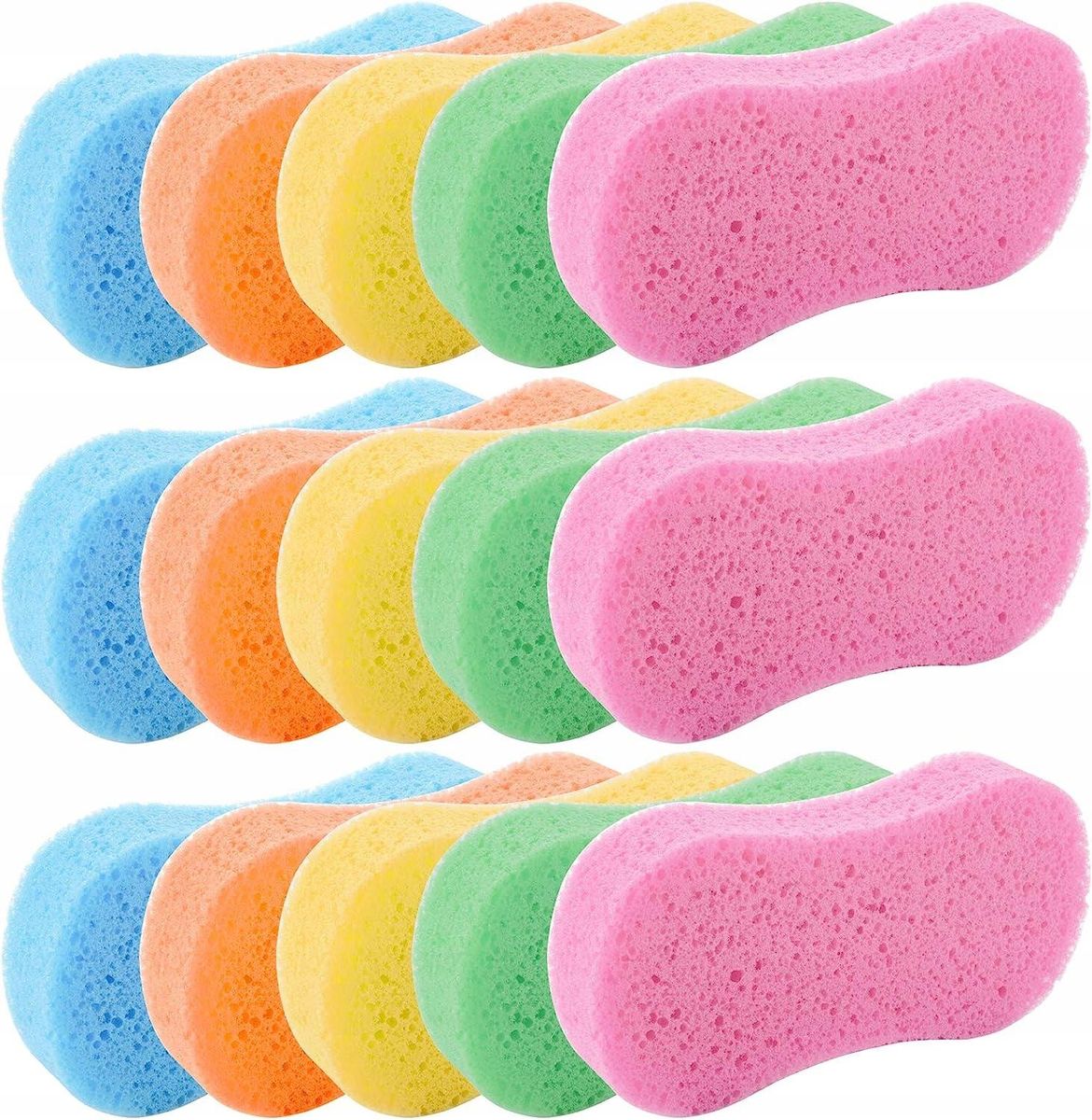 15 Pcs Car Wash Sponges, Handy Cleaning Scrubber Washing Sponge Pads for Cars and Kitchen with Vacuum Compressed Packing, 5 Colors