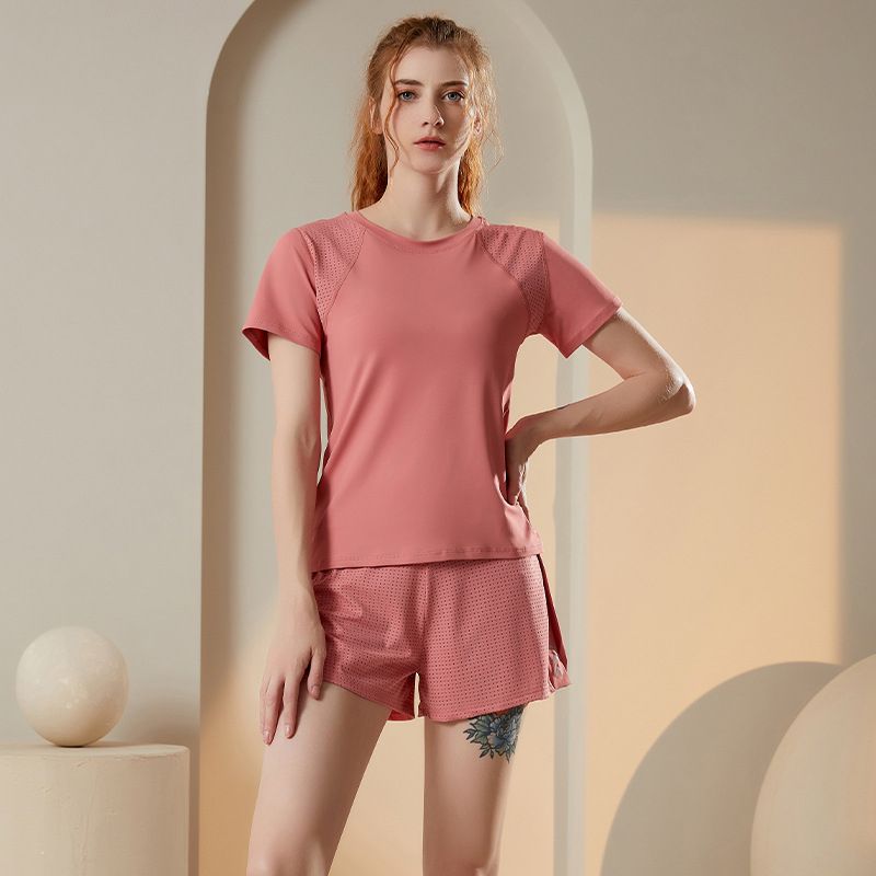 Women Sports T Shirt And Shorts Set,Casual Athletic Suit Summer Tracksuits