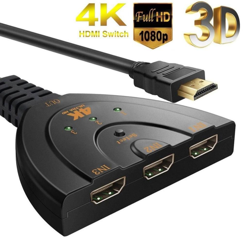 Portable 3 HDMI Compatible Ports In And 1  Out Full HD 4K*2K