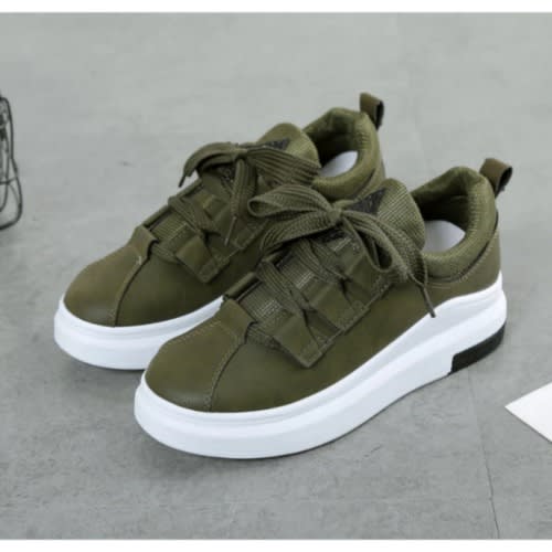 Platform Ladies Tennis Green Sneakers Edit