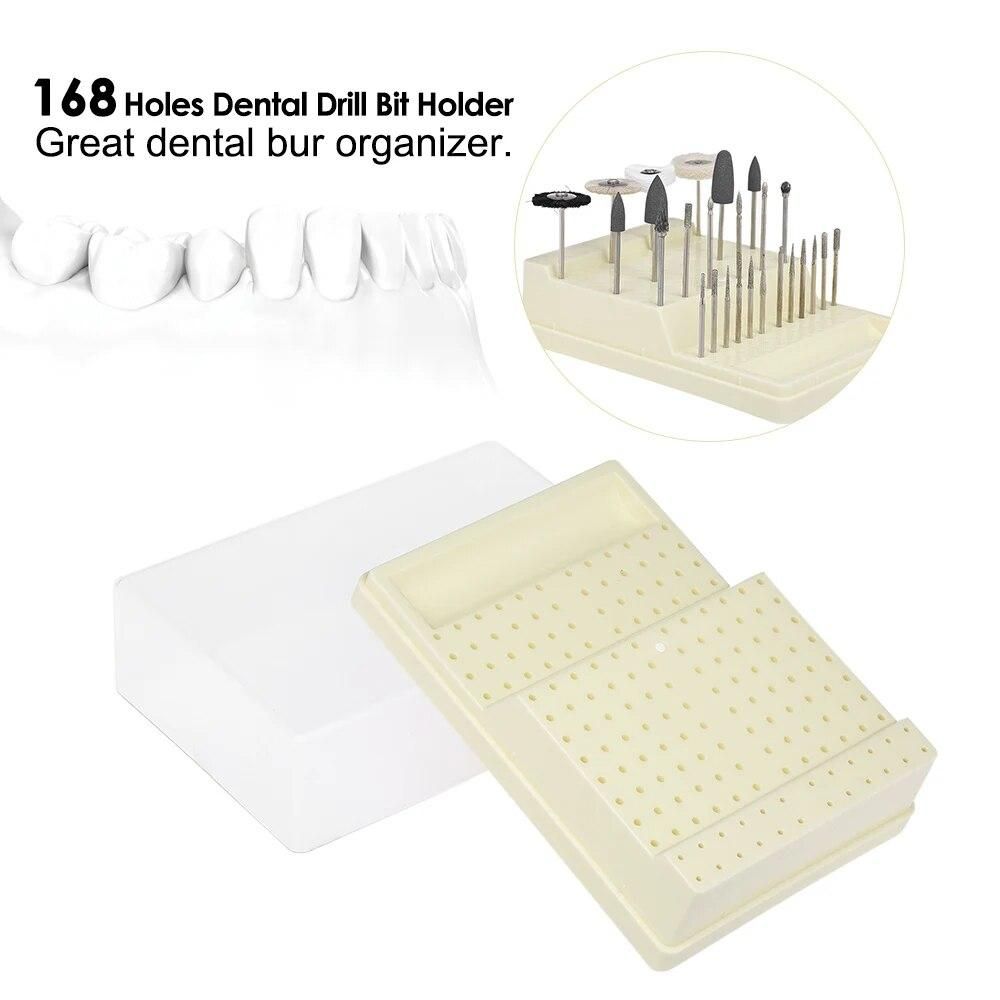 168 Holes Drill Bit Holder Space Saver Bur Stand Organizer Container Plastic  Accessory Displayer with Cover