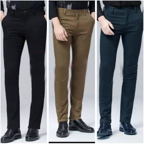 Quality Men's Smart Chinos - Black + Blue & Army Green