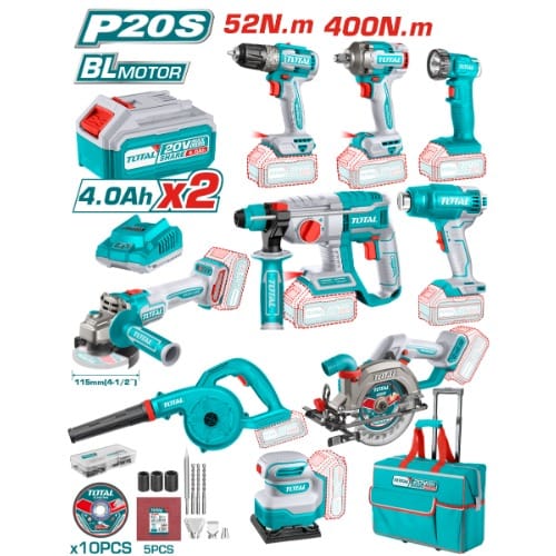 9 In 1 Industrial Cordless Combo Set - 20V