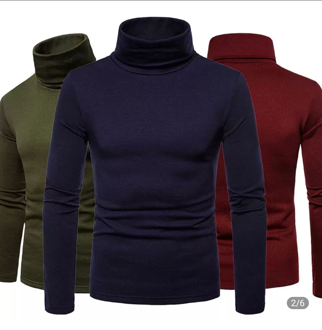 Turtle Neck Long Sleeve Top - 3 In 1 Navy Blue, Black, Wine