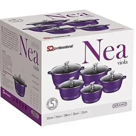 Nea Viola Casserole Set - 5 Piece - Non-stick Stockpot
