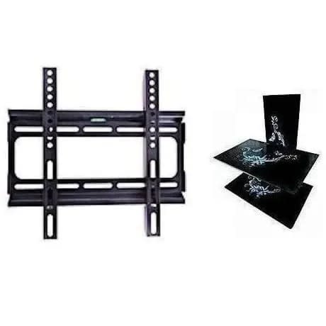 Double Wall Tinted Tamperd Glass Shelf + 15-55 Inches Led Flat Screen Tv Mount