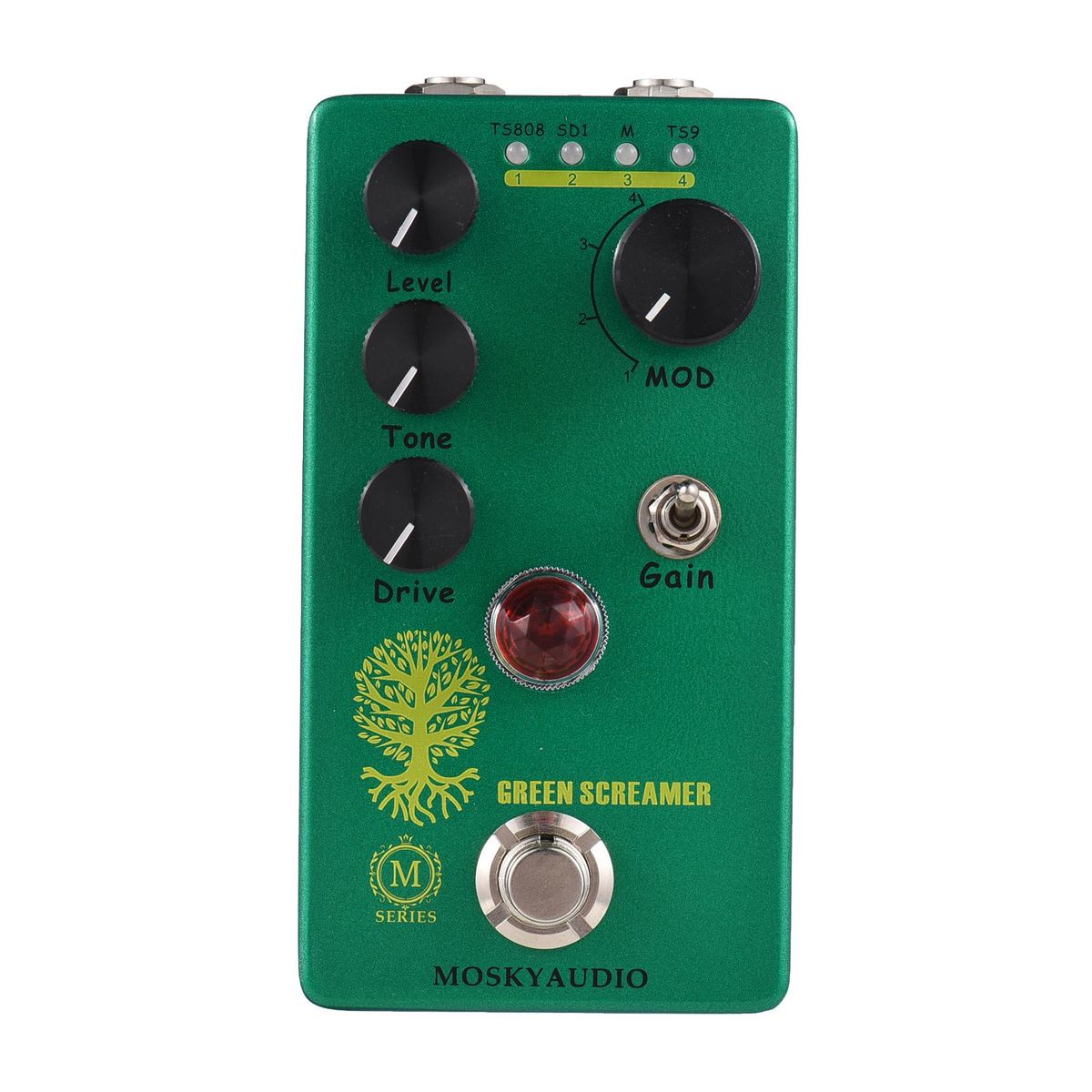 MOSKYAudio Booster/Overdrive Guitar Effect Pedal 4 Mode Switch & Level/Tone/Drive Controls Compact Portable Digital Overdrive Guitar Effector Effect Processor for Electric Guitar - GREEN SCREAMER