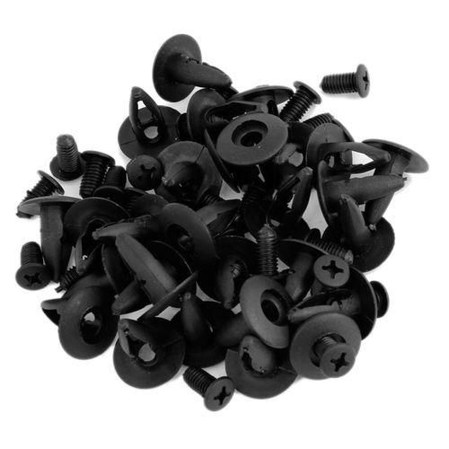 6mm Hole Dia Black Plastic Rivets Fastener Fender Per Push