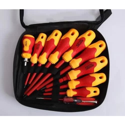 Insulated Electrician Screwdriver With Aluminum Frame - 1000v Vde - 10 Pieces