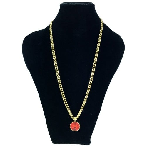 30" Cuban Link Chain with Red Pendant - Gold Plated