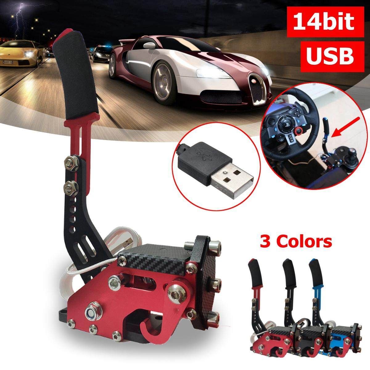 14Bit PC USB Handbrake SIM For Racing Games G25/27/29 T500 FANATECOSW DIRT RALLY Blue Red (red)