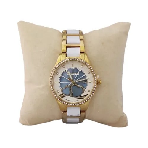 Women White Ceramic Gold Bracelet Watch