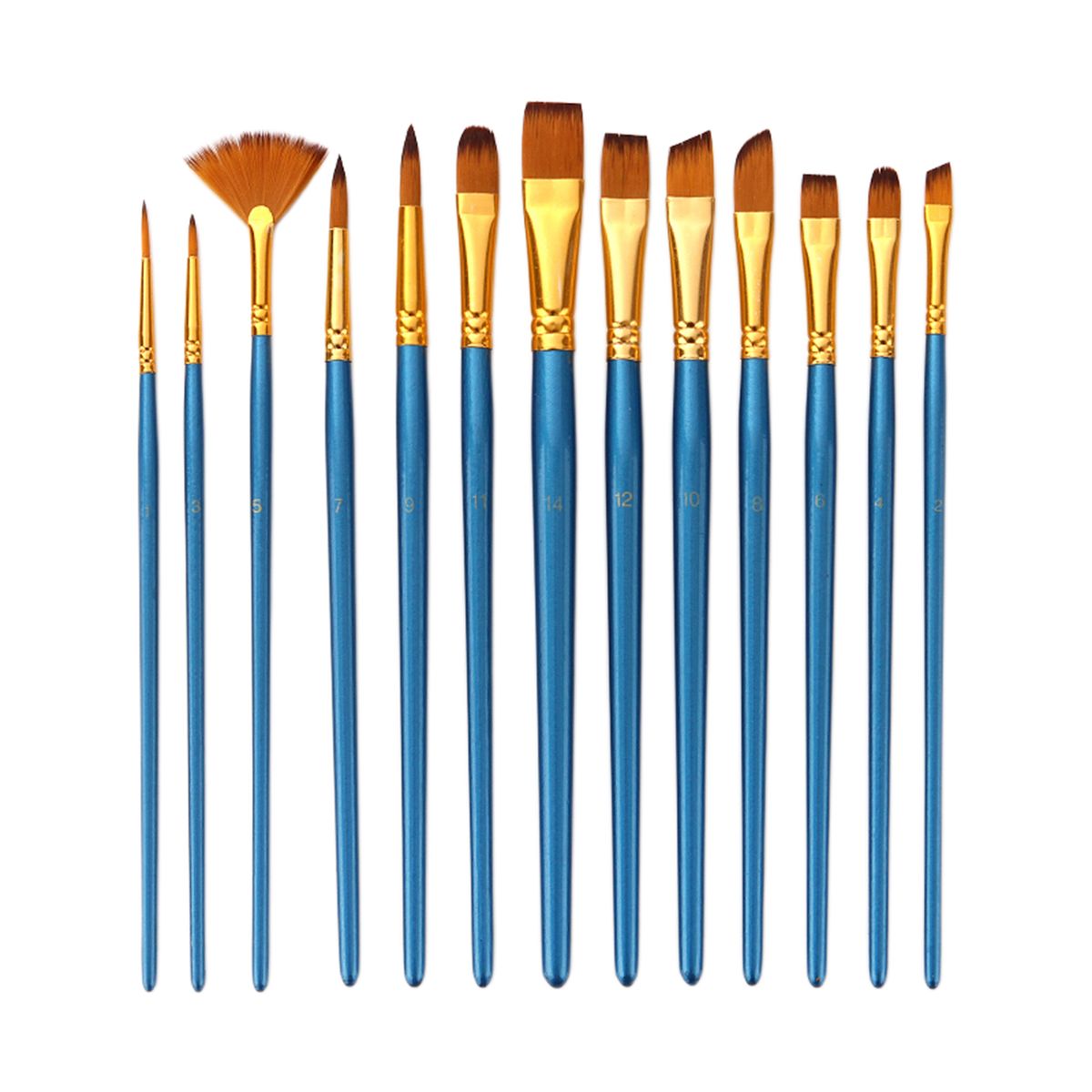 13 Pack Professional Artists  Brushes Set For Acrylic Blue
